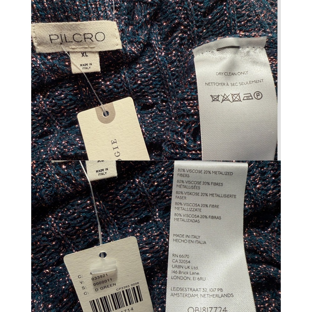 Pilcro Anthropologie Metallic Open Knit Sweater XL Green Copper NWT - Picture 8 of 9